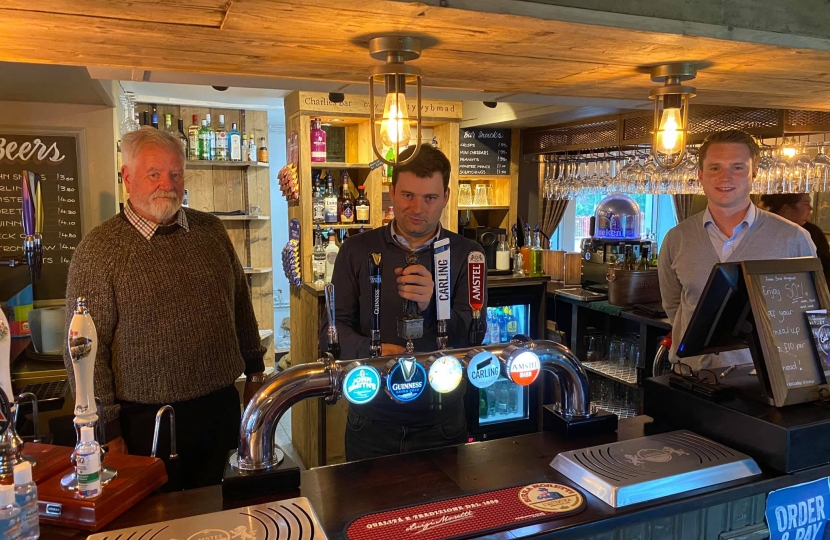 High Peak MP, Robert Largan, toasts the reopening of The Parks Inn, Harpur Hill