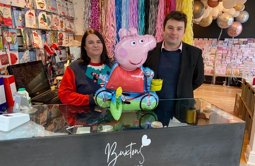 Robert Largan MP meets Peppa Pig in Buxton