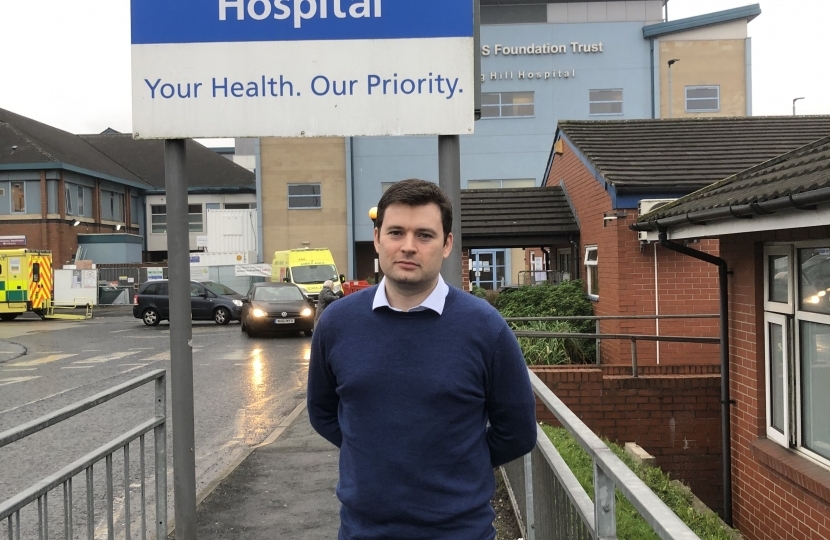 Robert Largan MP outside Stepping Hill Hospital 