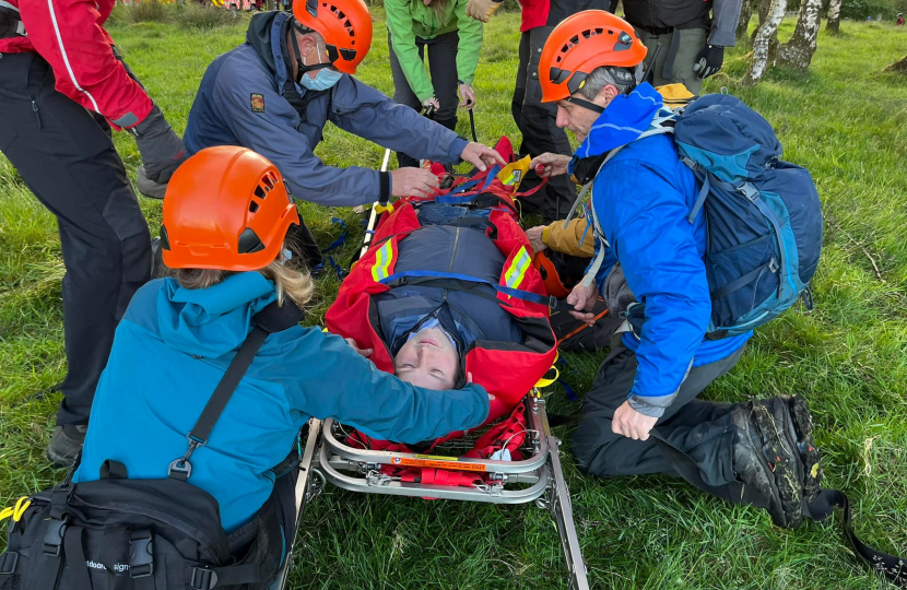 High Peak MP plays casualty for Edale Mountain Rescue Team