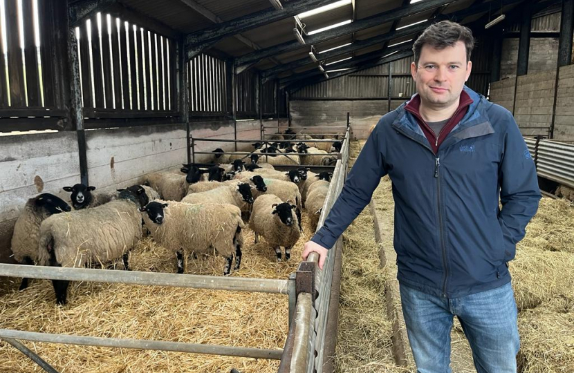 Robert Largan MP at a visit to a local farm in the High Peak