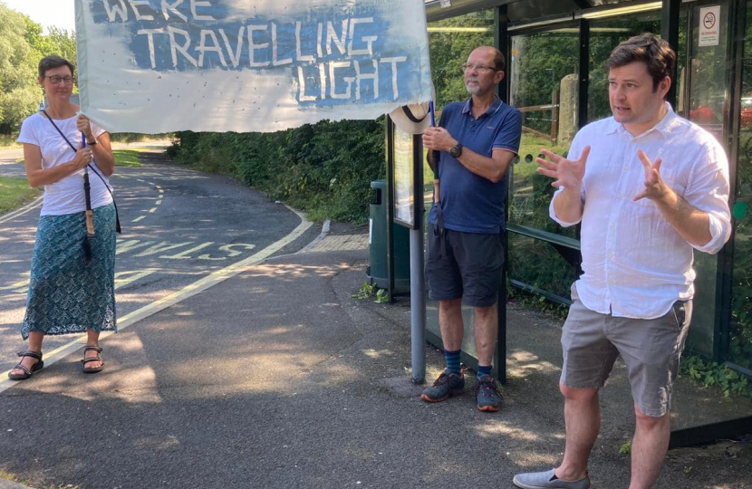 Photograph of Robert Largan MP speaking at the launch of the Travelling Light Plan in July 2021