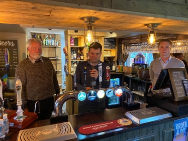 High Peak MP, Robert Largan, toasts the reopening of The Parks Inn, Harpur Hill