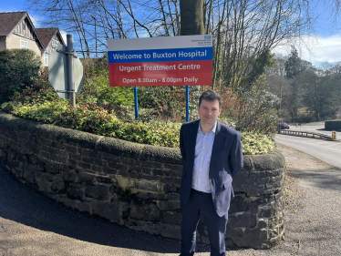 Robert Largan MP outside Buxton Hospital