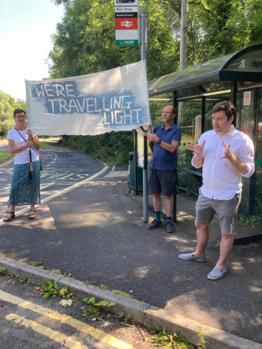 Photograph of Robert Largan MP speaking at the launch of the Travelling Light Plan in July 2021