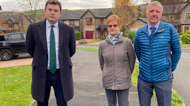 Robert Largan MP, local resident Kim Price, and Mayor Paul Hardy